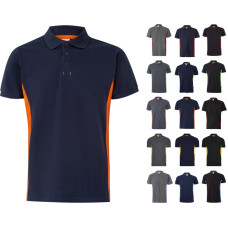 Velilla VL SUPAY. Two-tone piqué polo shirt (180g/m²), short sleeve, in cotton (60%) and polyester (40%) / Grey / Red