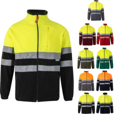 Velilla VL EROS. Two-tone fleece jacket (280g/m²), in polyester (100%) / Army green / Yellow