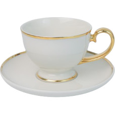 Quality Ceramic PRIMA GOLD TASE UZ KĀJAS 220ML, AR APAKŠTASI 16CM, Quality Ceramic