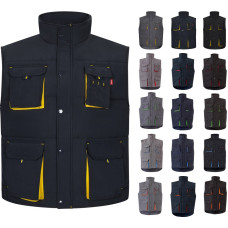 Velilla VL NERGAL. Padded vest, two-tone, multi-pocket (120g/m²), in polyester (100%) / Grey / Orange
