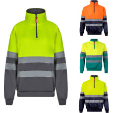 Velilla VL THOR. Two-tone sweatshirt (300g/m²) in polyester fleece (100%) / Green / Yellow