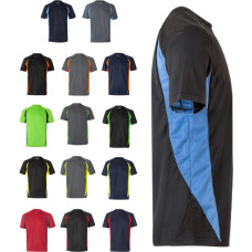 Velilla VL SLAYER. Two-tone bird-eye technical t-shirt (160g/m²), in polyester (100%) / Navy blue / Yellow