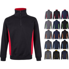 Velilla VL SVAROG. Two-tone terry sweatshirt (260g/m²), in polyester (65%) and cotton (35%) / Black / Yellow
