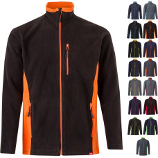Velilla VL GERAS. Two-tone fleece jacket (220g/m²) in polyester (100%) / Black / Orange