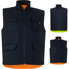Velilla VL DIANA. Padded vest (220g/m²), reversible and multi-pocket, in polyester (100%), with zip fastening and reversible puller / Orange