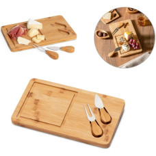 WOODS. Bamboo cheese board with 2 bamboo and stainless steel accessories