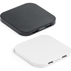 CAROLINE. Superfast 15W wireless charger with HUB 2 USB-A ports in recycled ABS (100% rABS)