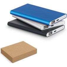 MARCET. Power bank slim 4'000 mAh in recycled aluminium (100% rAL) and recycled ABS (100% rABS)