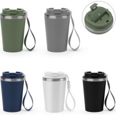 SPITZ. Stainless steel travel mug (90% recycled) with PP outer wall and matte finish 460 mL / Grey