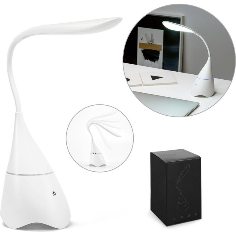 GRAHAME. Portable desk lamp with speaker and 5-hour battery life in recycled ABS (100% rABS)