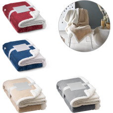 HEIDEN. Reversible fleece blanket (190 g/m²) with satin ribbon and personalised card